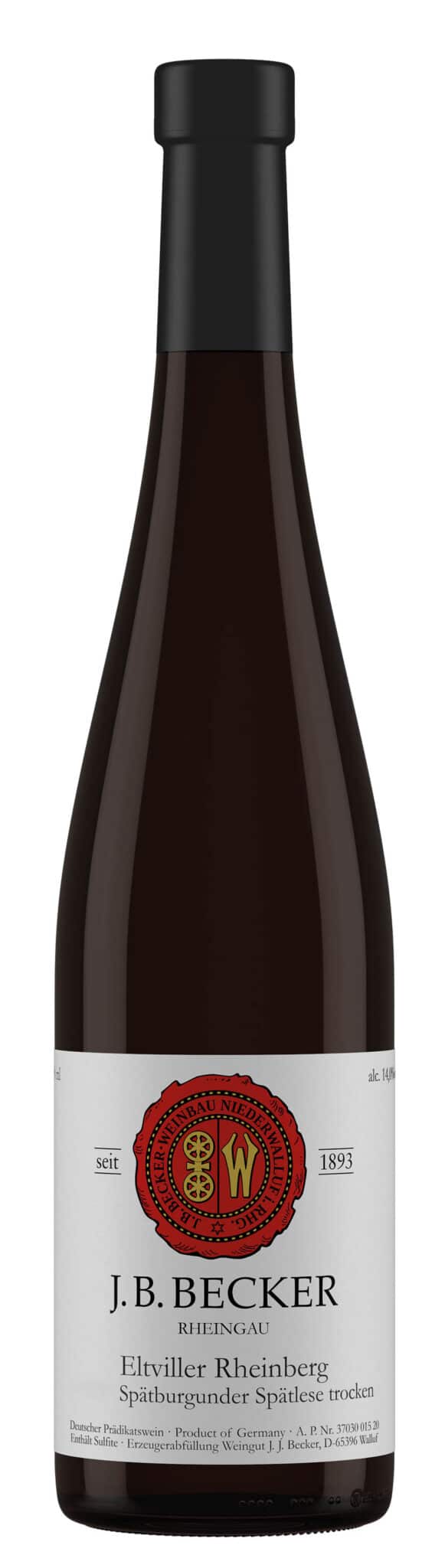 VWeingut JB Becker, Eltviller Rheinberg Spätburgunder Spätlese Trocken 2018